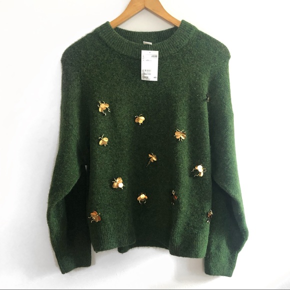 H&M Sweaters - H&M Sweater, Green with Gold Accents